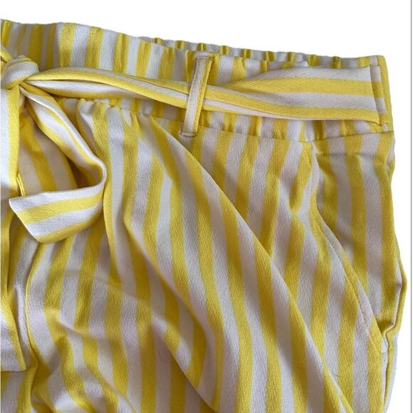 AnyBody Textured Knit Wide Leg Pants Daffodil Yellow/White Stripe Size Large - Picture 6 of 9